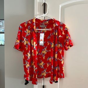 Urban Outfitters floral red blouse